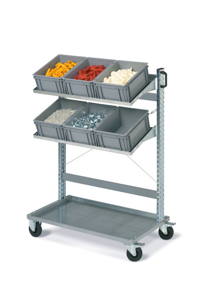 Assembly trolley FOX with ATHENA boxes Dim. 400x300x120h grey colour