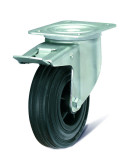 Roulette pivotante en caoutchouc avec frein diamètre 100 mm encombrement h 128 mm