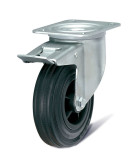 Roulette pivotante en caoutchouc avec frein diamètre 125 mm