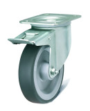 Roulette pivotante en caoutchouc anti-traces avec frein diamètre 125 mm