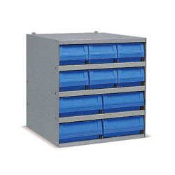 Industrial shelving systems with 10 RK bins Depth.500mm