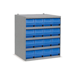 Industrial shelving systems with 16 RK bins Depth.400mm