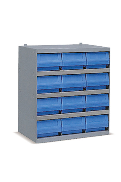 Industrial shelving systems with 12 RK bins