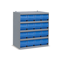 Industrial shelving systems with 16 RK bins Depth.300mm