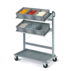 Assembly trolley FOX with ATHENA boxes Dim. 400x300x170h grey colour