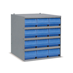 Industrial shelving systems with 12 RK bins Depth.500mm