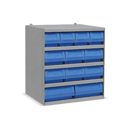Industrial shelving systems with 12 RK bins Depth.400mm
