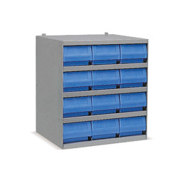 Industrial shelving systems with 12 RK bins Depth.400mm