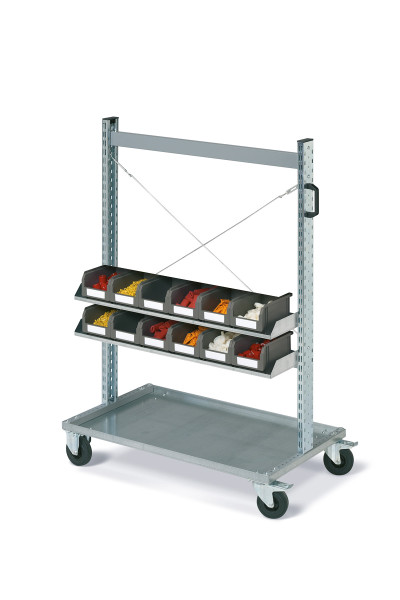 Chariot FOX avec 2 étagères avec bacs COMPAT taille.2 Ecogreen