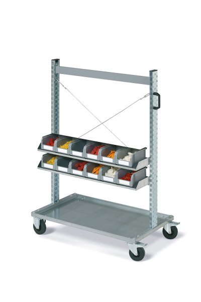 Chariot FOX avec 2 étagères avec bacs COMPAT taille.2 Couleur gris