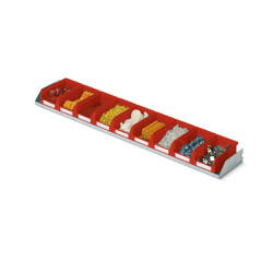 Mensola fissa, prof.150 mm, contenitori COMPAT colore rosso Mis.1