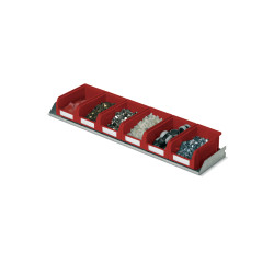Fixed shelf, depth 205 mm, boxes COMPAT color red SIZE.2