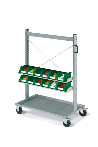 Chariot FOX avec 2 étagères avec bacs COMPAT taille.2 Couleur verde