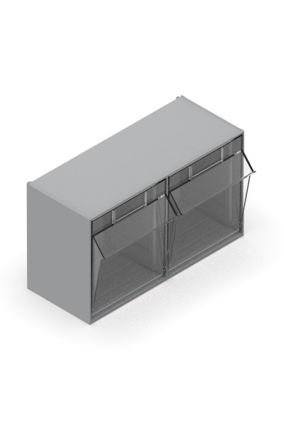 PRACTIBOX + 2 transparent tilting bins storage system