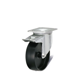 Swivel wheel in nylon with brake diam.100 mm